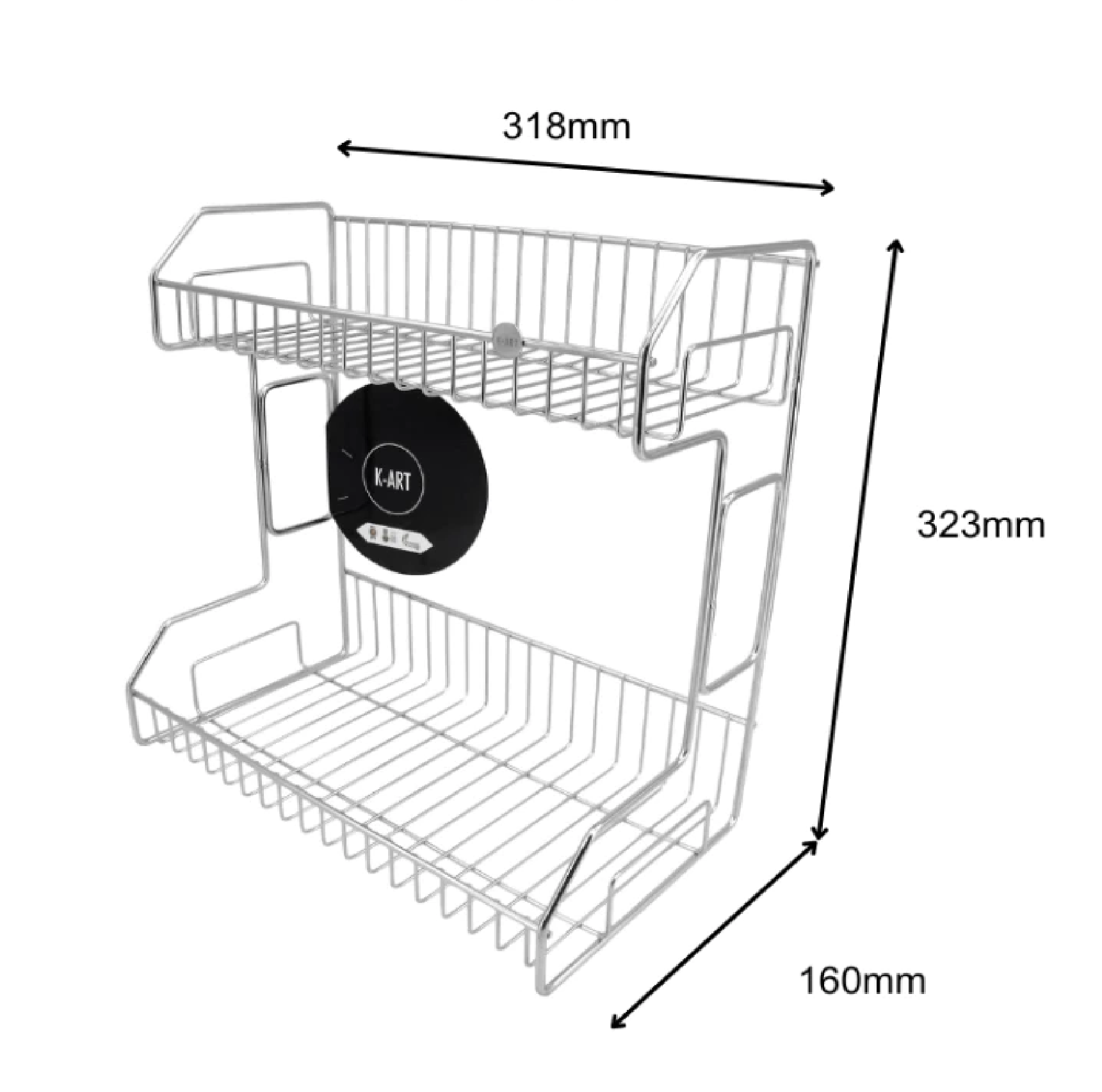 K-ART 2-TIER Stainless Steel RACK SMALL 32CM X 32CM X 16CM K435